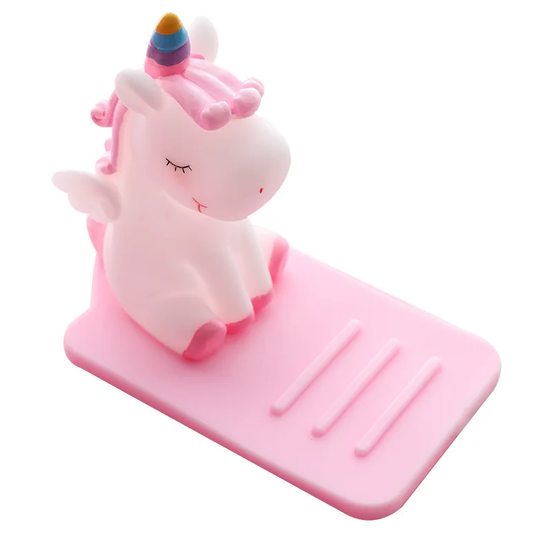 

Kawaii PVC Soft Rubber Cartoon Unicorn Mobile Phone Holder Desktop Multi-function Adjustable Bracket