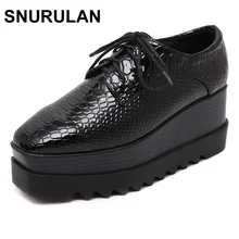 Snurulan г. новинка из весенней коллекции и Осень Роскошные Женская обувь, увеличивающая рост на плоской платформе модные брендовые Женская обувь на плоской подошве черный