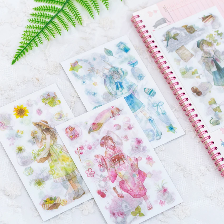 Pacotes Lote Doce Meninas Diário Adesivo Kawaii Papelaria Faça Você Mesmo Scrapbooking Álbum Adesivos Etiqueta Decorativa Atacado 12 - 4 Material escolar e de escritório