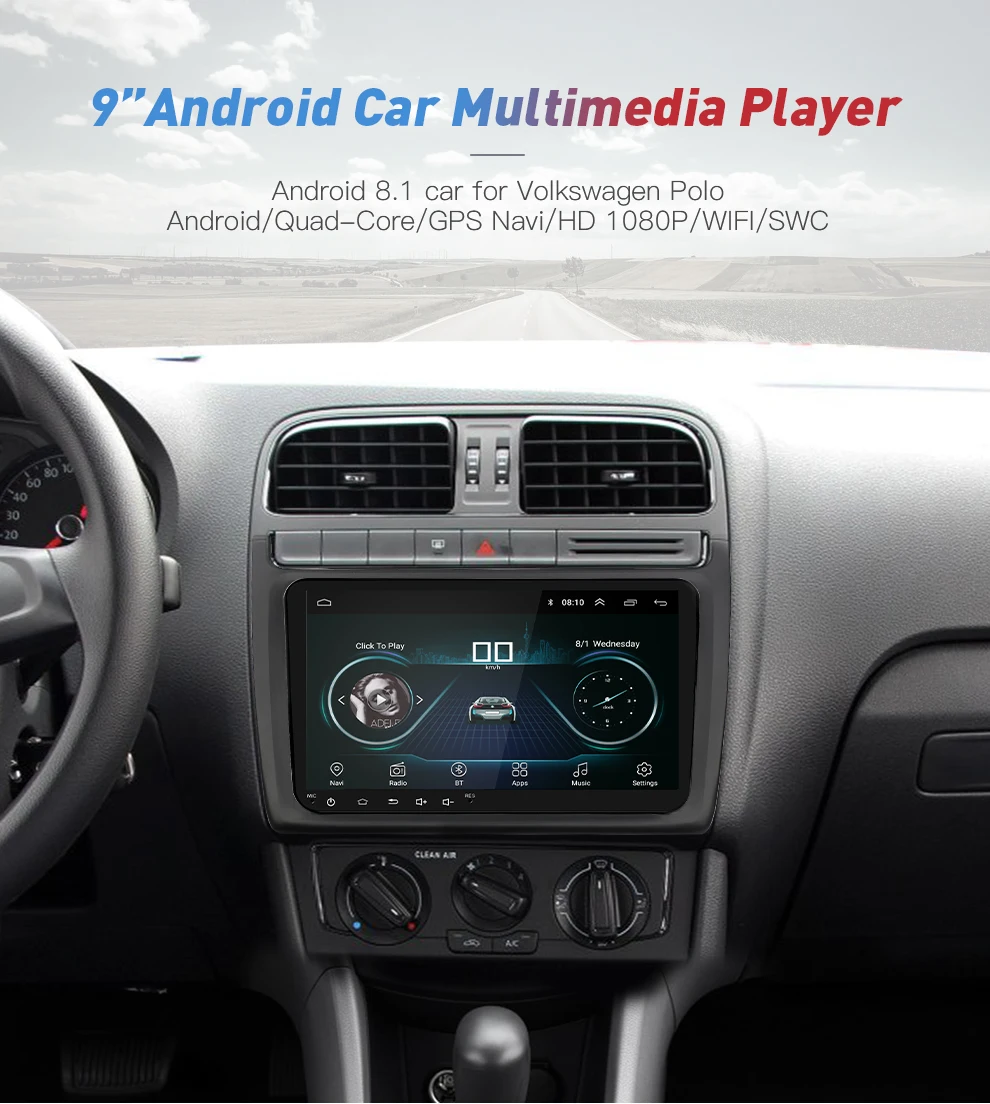 New 9 inch Car Multimedia Player Android 8 GPS Auto radio 2 Din USB For Volkswagen/VW/ Passat/POLO/GOLF/Skoda/Seat/Leon Radio
