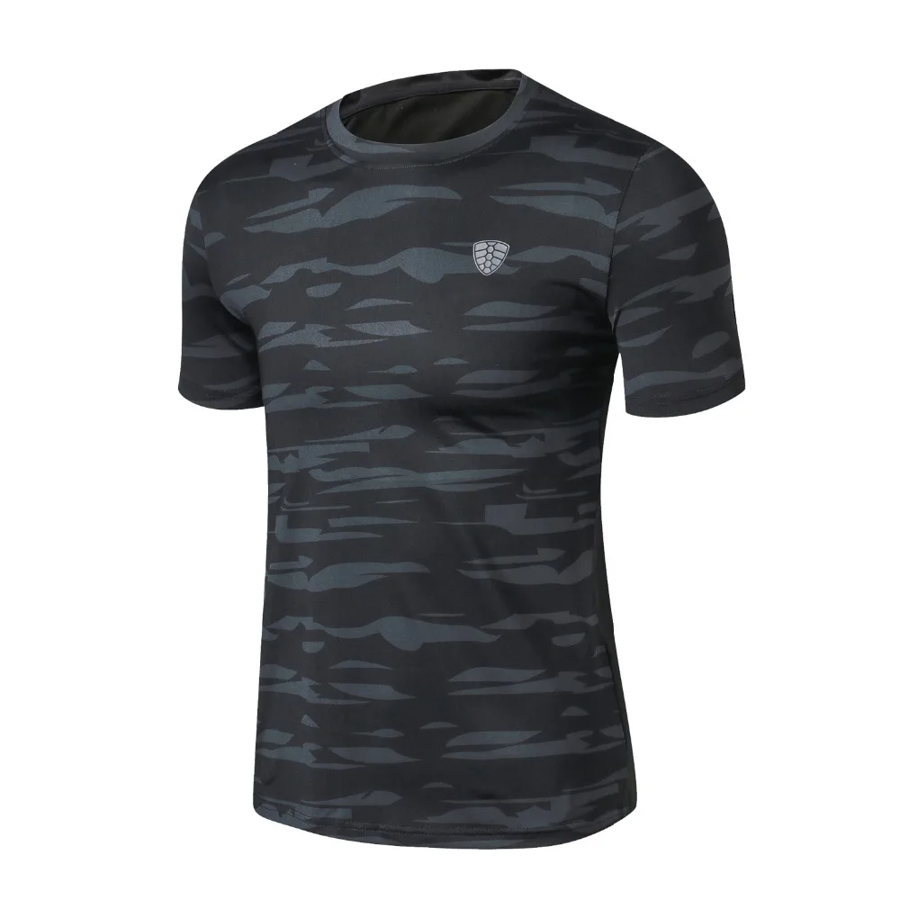 Камуфляжная футболка с короткими рукавами для фитнеса, для мужчин, Кроссфит, бодибилдинг, компрессионные футболки, одежда для занятий спортом