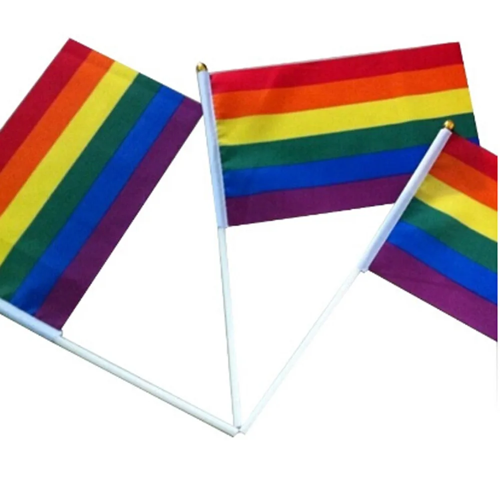 5 шт. радуги рука Развевающийся Флаг гей гордость ЛГБТ парад Les овсянка 14x21 см