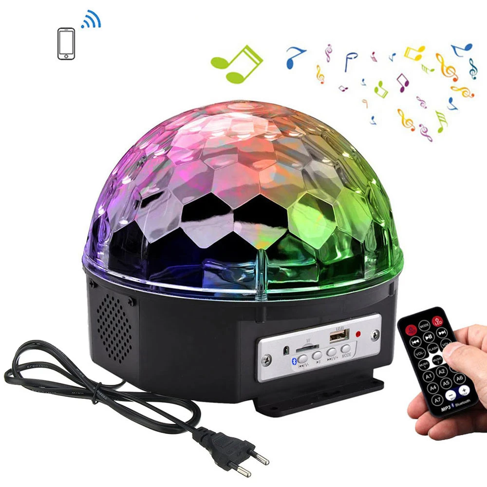 

Modern Voice Activated RGB Bluetooth LED Disco Ball Light For Party Decoration EU Plug DJ Stage Lighting With Remote Control