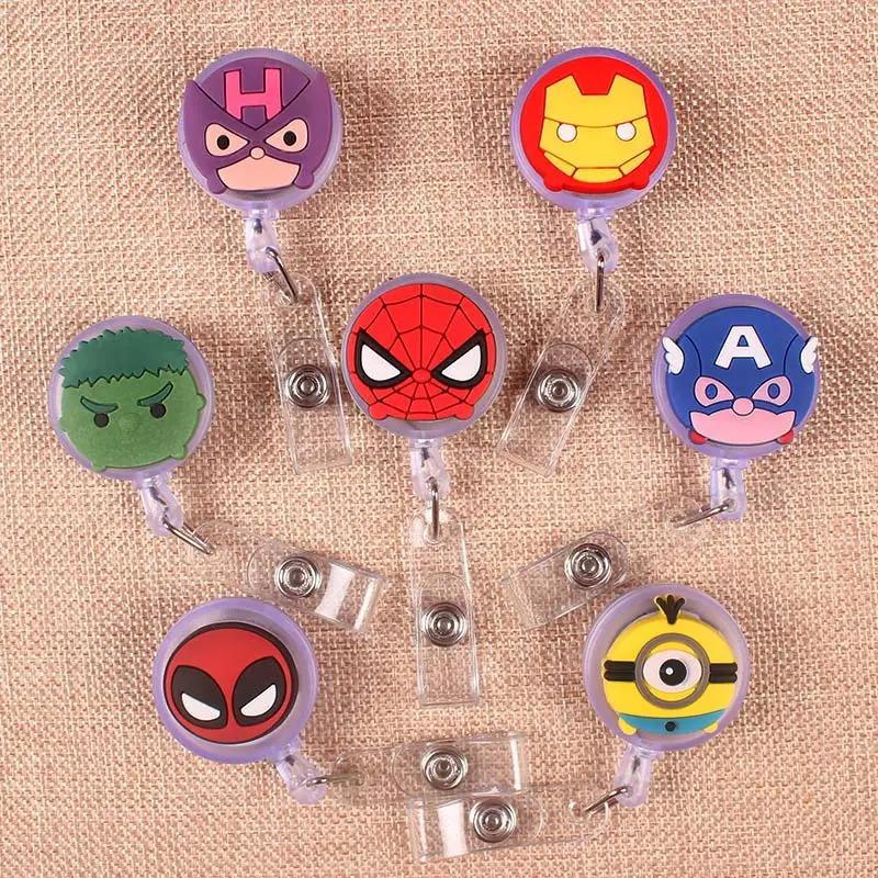 

7 Color Styles Man Boy Girl Clown Retractable Soldiers Cartoon Badge Card Holder Reel Nurse Exhibition Enfermera Name Card Chest