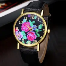 Women Watches Mens Luxury High Quality Delicate Dropshipping Exquisite Analog Quartz Wrist Watch Leather Rose Floral Printed 4*