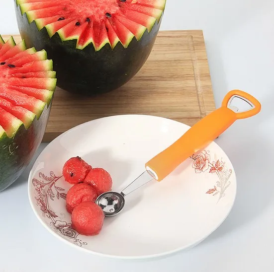 1PC S/Steel Dual Melon Baller Scoop Fruit Spoon Ice Cream Dessert