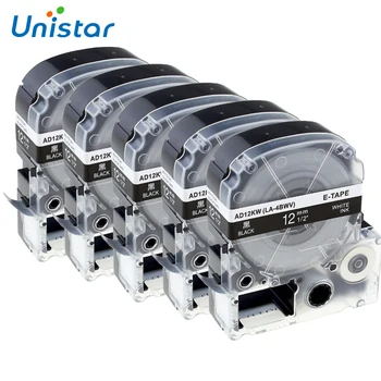 

Unistar 5pcs SD12K LK-4BWV Cartridge 12mm compatible for Epson King Jim LabelWorks White on Black for LW-300, LW-400, LW-600P