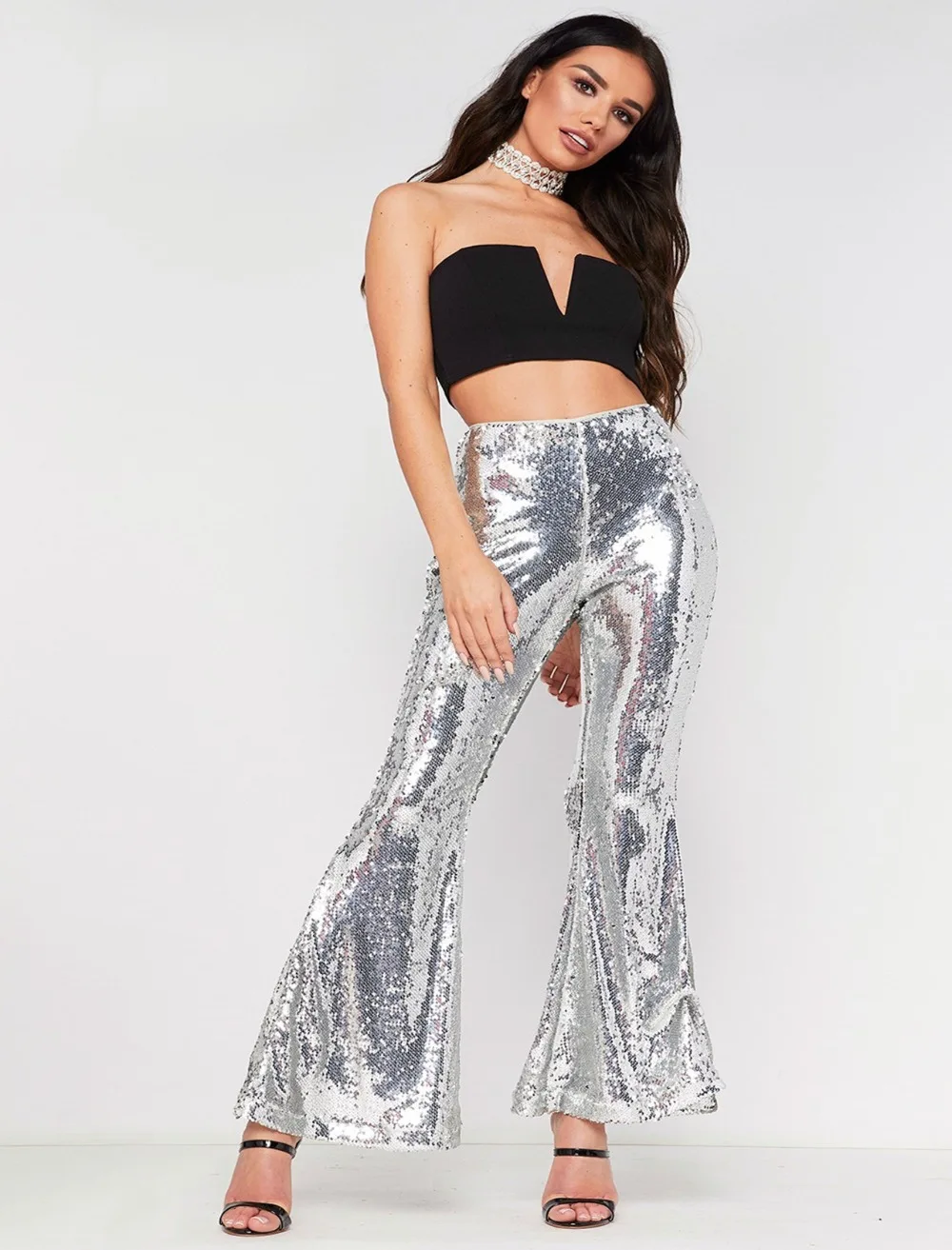 sparkly black flares