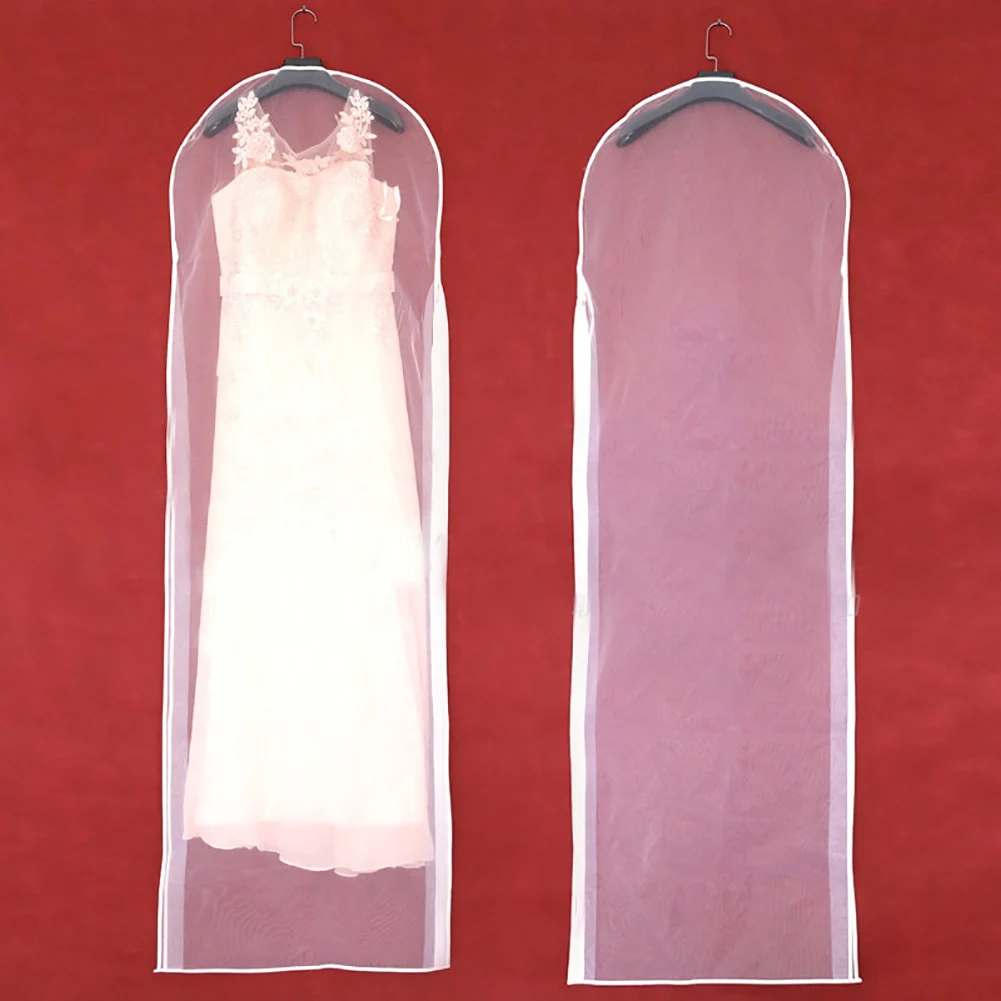 Свадебное платье Пылезащитный Чехол двусторонний прозрачный тюль пряжа чехлы на молнии для домашнего платья Пылезащитная сумка для хранения