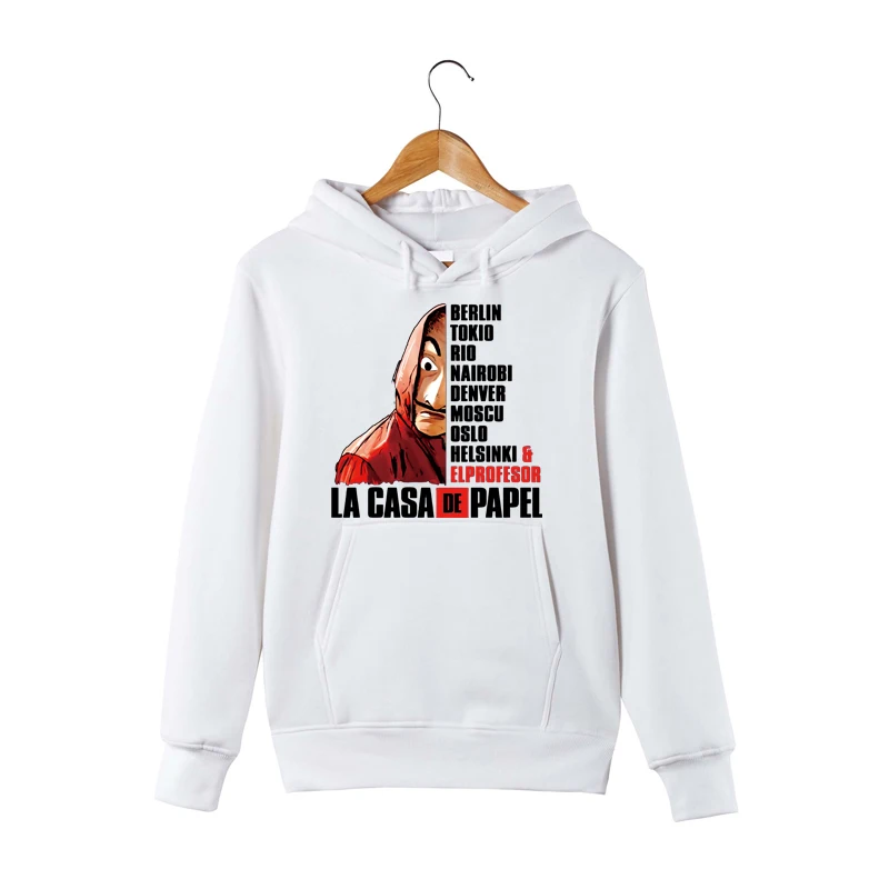 Pаспродажа La casa de papel Толстовка деньги Heist Dali маска пуловер с капюшоном La casa de papel с капюшоном Толстовка для Для мужчин для женщин