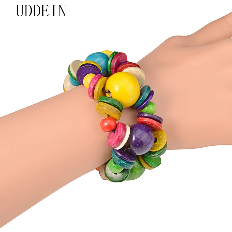 

UDDEIN Vintage charms bracelet for women round wood jewelry bib beaded wholesale ethnic bohemian one direction strand bracelets