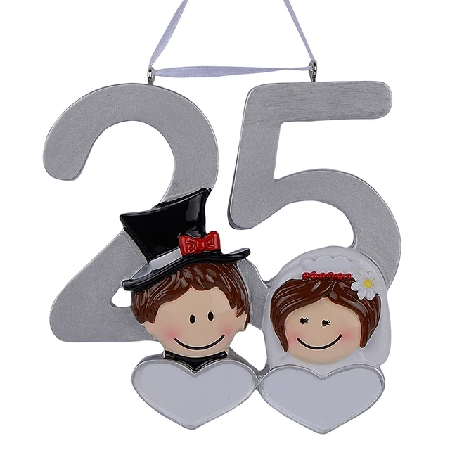 Personalized Resin Diy Memorial Christmas Ornaments 25th Silver Personalized Resin Diy Memorial Christmas Ornaments 25th Silver Wedding Anniversary Gifts For Decor Valentine Day