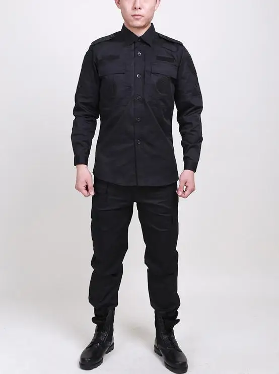 

Hot 2017 Outdoor Multi Pocket Security Guard Overalls Combat uniform long-sleeve Trainning Exercise Sets military uniforms Men