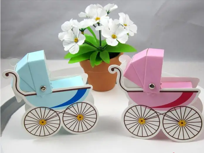 Свадебный детский душ-детская коляска коробка в розовом и синем цвете день рождения коробка конфет 100 шт