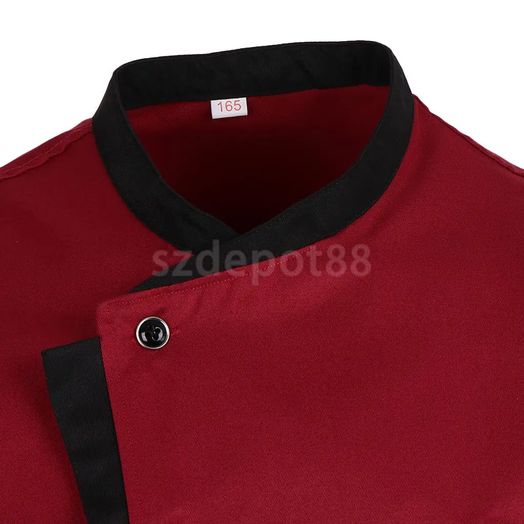 Adult Durable Five Star Chef Shirts Red Catering Uniform Mesh Sleeve Pen Pockets Chefwear Coat Chef Hat M