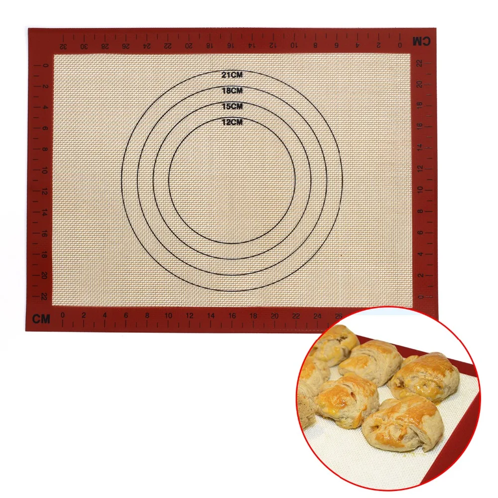 40*30cm non stick fiberglass silicone baking mat for oven scale rolling