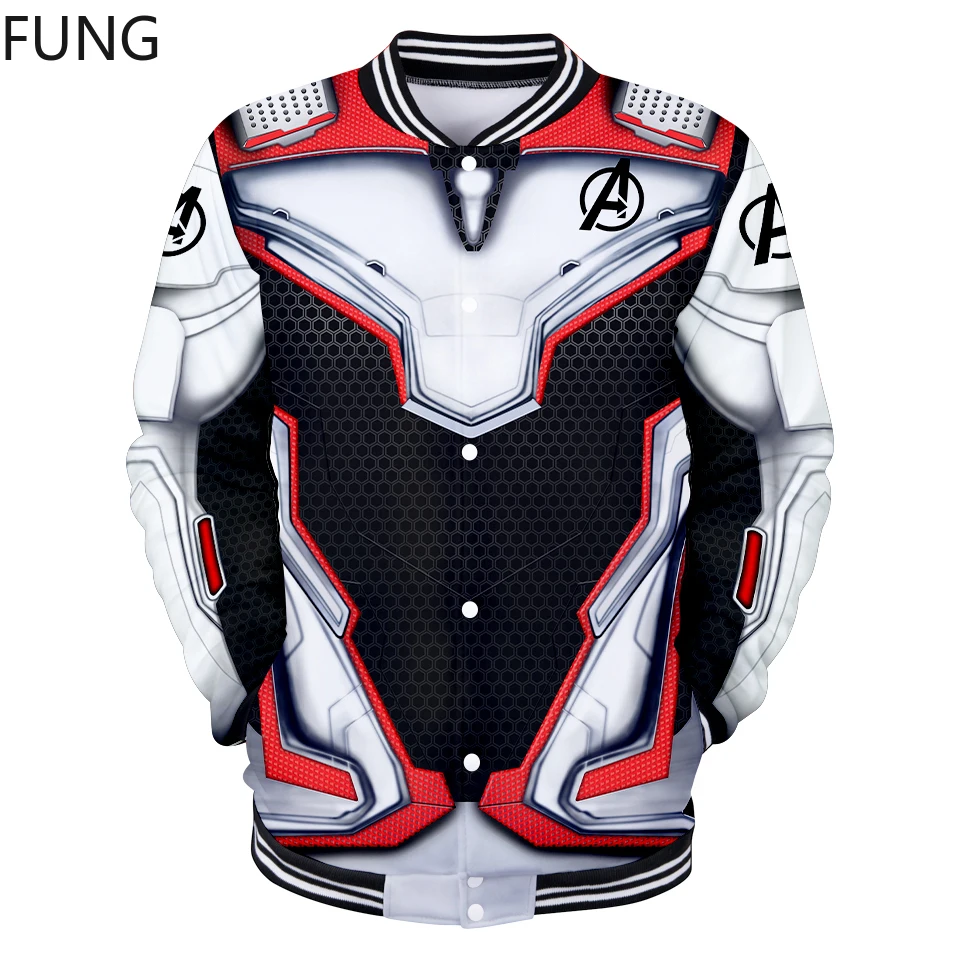 

FUNG Avengers Endgame Hoodie Mens Jacket Baseball uniform 3D Printed Harajuku Quantum Realm End Game Sweatshirt Jacket