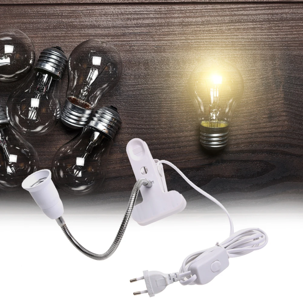 

Energy-saving 360 Degrees Flexible Lamp Holder Clip E27 Base w/ On off Switch Lamp Type Holder for Desk Lamp