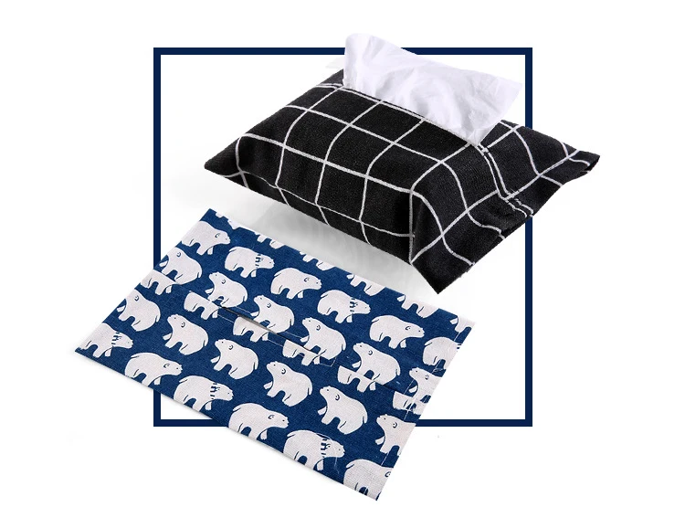 Washable Cotton Facial Tissue Storage Box Living Room Bedroom Car Handsome Velcro Pocket Soft Comfortable Simple Practical (3)