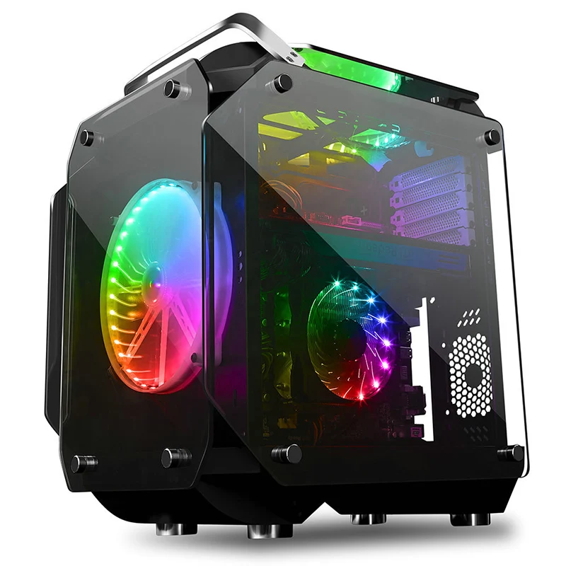 

360*237*480MM Tempered Glass ATX Gaming Computer RGB Air Cool Water Cooling PC Case Mainframe Full-side Transparent Chassis