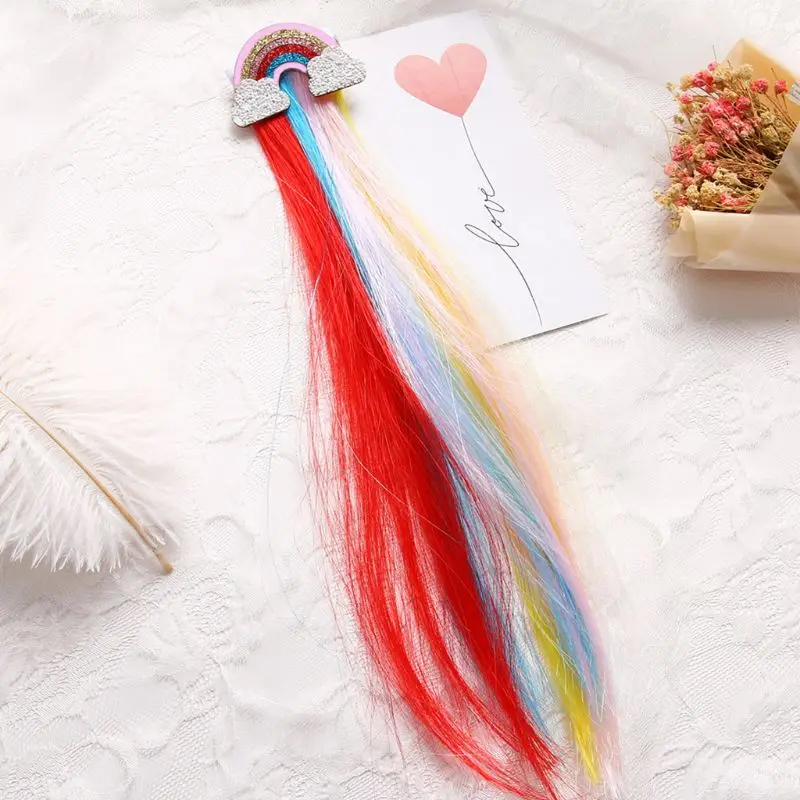 Радужный облачный боковой зажим Милая принцесса детская Шпилька с длинной кисточкой Цвет Детский парик для девочек заколки для волос