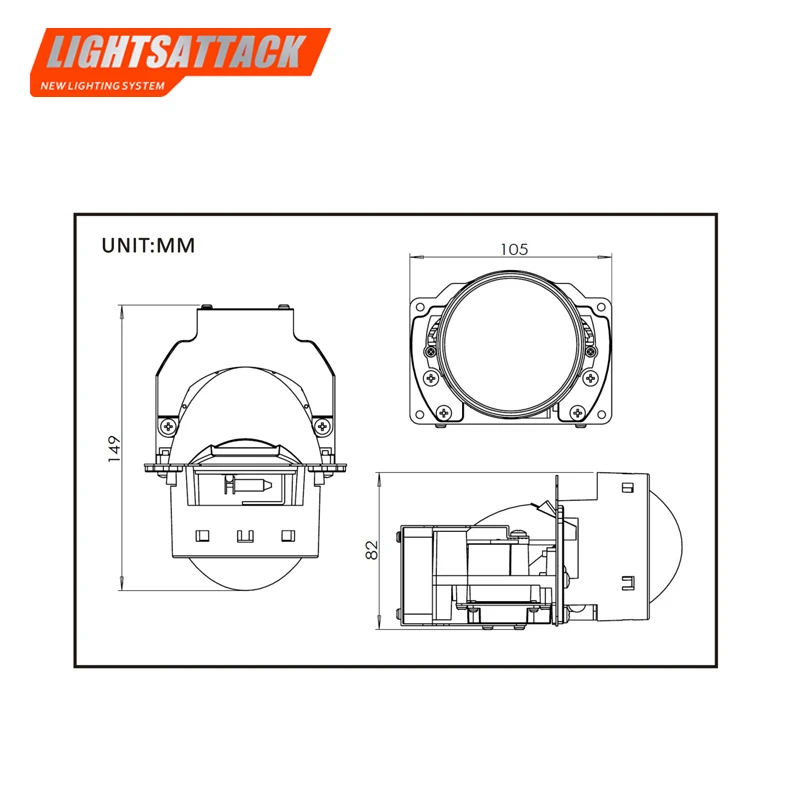 LIGHTSATTACK 3 inch 36W 5000K Bi LED Lens Headlight Auto Projector H4 H7 9006 LED Light Retrofit Kits Car Motorcycle Headlight LIGHTSATTACK 3 inch 36W 5000K Bi LED Lens Headlight Auto Projector H4 H7 9006 LED Light Retrofit Kits Car Motorcycle Headlight
