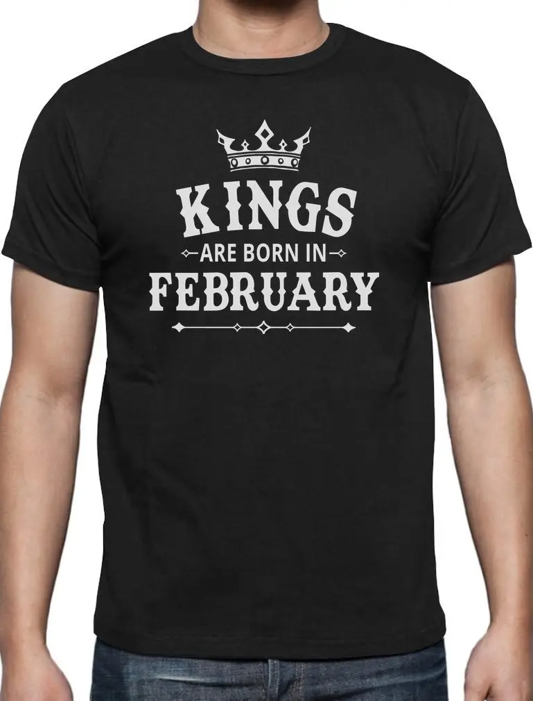 Лето 2017 100% хлопок Ретро Kings рождаются в феврале О-образным вырезом с коротким
