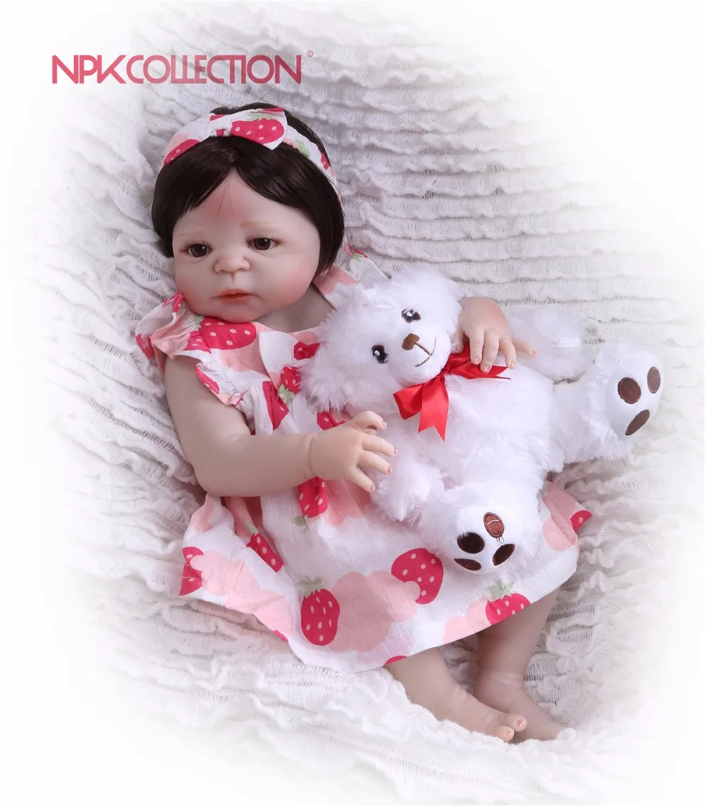 

NPK Real 57CM Full Body Silicone Girl Reborn Babies Doll Bath Toys Princess Babies Doll Wig Hair Birthday Gift Kids Brinquedos