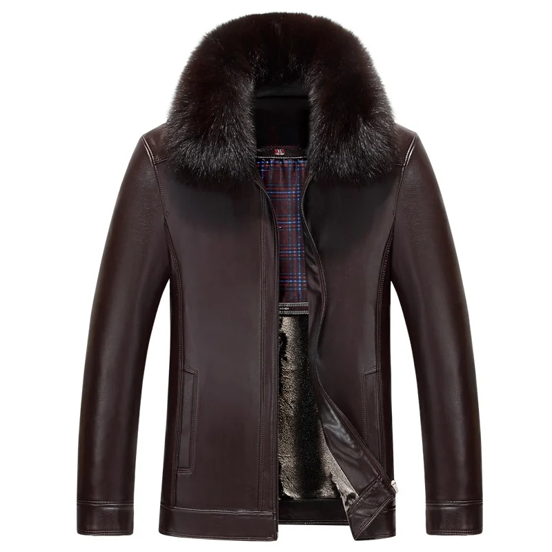 KUYOMENS Square Collar Leather Jacket Men Autumn Leather Clothes Male