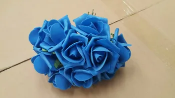 

100pcs Royal Blue Realistic Soft Artificial Foam Rose Bud Flower For Wedding Bridal Flower Arrangement