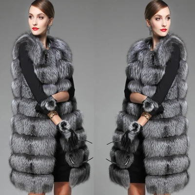 

BRAND 2019 RUSSIA Women Real Fox Fur Coats Vest Waistcoat Winter Warm Gilet Sleeveless Parkas Fox Fur Coat Fashion New