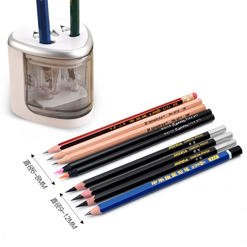 Десять-WIN электронная точилка для карандашей творчески студент два отверстия электрический точилка для карандашей подарок применяются к 6-8 мм и 9-12 мм