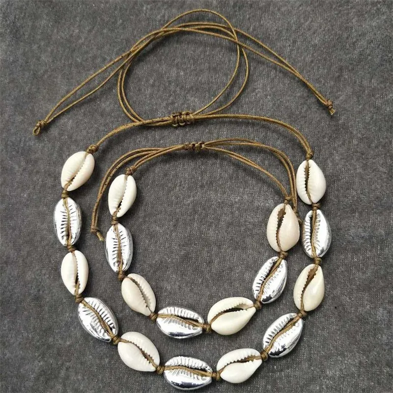 

Bohemia Gold Silver Color Cowrie Shell Choker Necklace for Women Bead Strand Necklace Rope Chain Collier Fashion Jewerlry