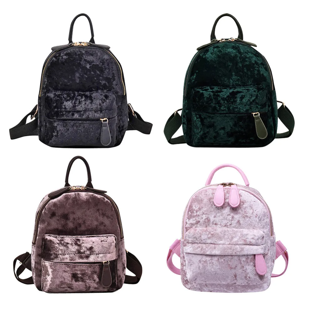 Women Soft Velvet Backpack Fashion Designer School Bags for Teenager