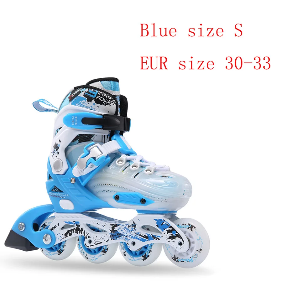 Европейские размеры 30-33 34-37, регулируемые детские роликовые коньки, детские роликовые коньки, обувь для катания на роликах, без слалома, для катания на коньках - Цвет: Blue size S