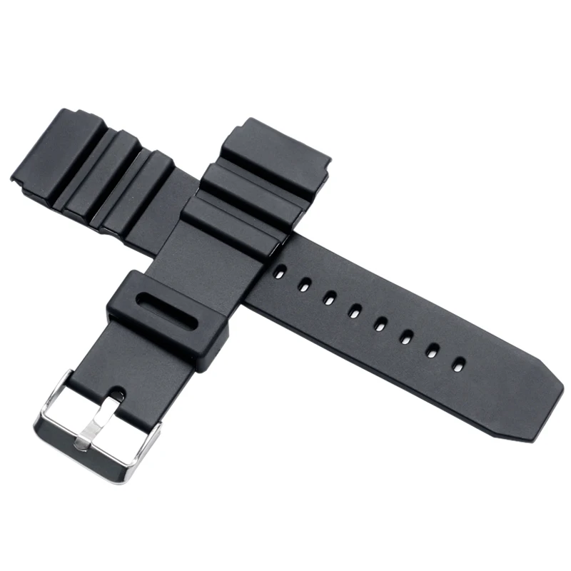 

18mm 20mm 22mm Black Silicone Rubber Strap Men Waterproof Wrist Watch Band Pin Buckle for Smart Sports Watches