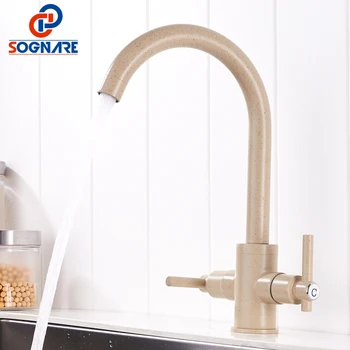 SOGNARE Marble Painting Kitchen Faucet Taps Brass Deck Mounted Cold Hot Kitchen Mixer Sink Faucet Kitchen Faucets For Sinks Taps ulgksd kitchen faucet black brass pull out sprayer vessel sink faucet deck mounted hot and cold vanity faucets mixer water taps