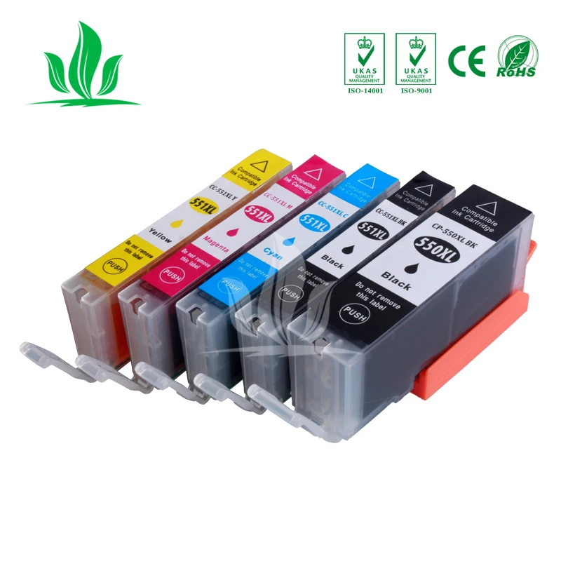 

5 pcs 550XL 551XL Ink Cartridge Compatible for Canon Pixma IP7250 MG5450 MG5550 MG6450 MG5650 MG6650 MX725 MX925 printer