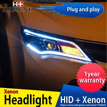 

Hireno Headlamp for 2013-2015 Toyota RAV4 Car Headlight Assembly LED DRL Angel Lens Double Beam HID Xenon 2pcs