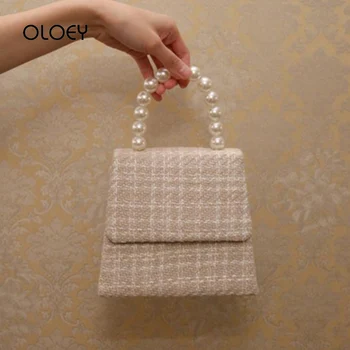 

Women's Shoulder Bag With Pearl Handle Luxury Designer Women Evening Clutch Purses Female Top-Handle Bags Summer Travel Bag Sac