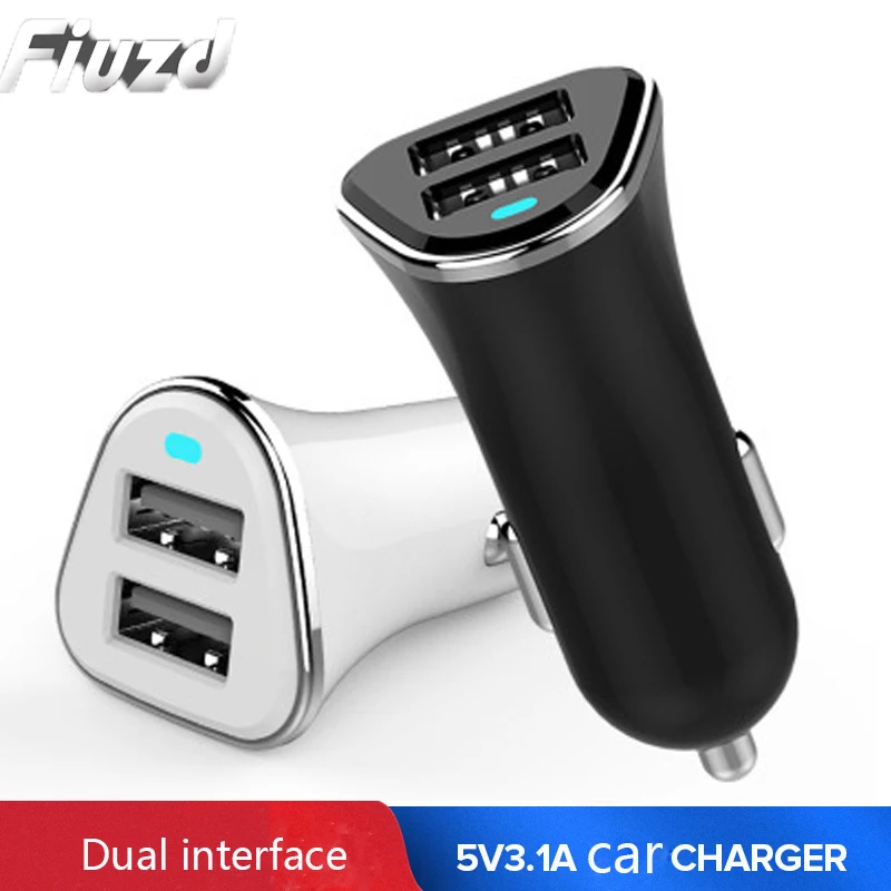 Fiuzd Mini USB Car Charger For iPhone X XS Max 8 7 6 Xiaomi Redmi Note 7 Dual USB Car  Charger  For Huawei p30 p20 mobile