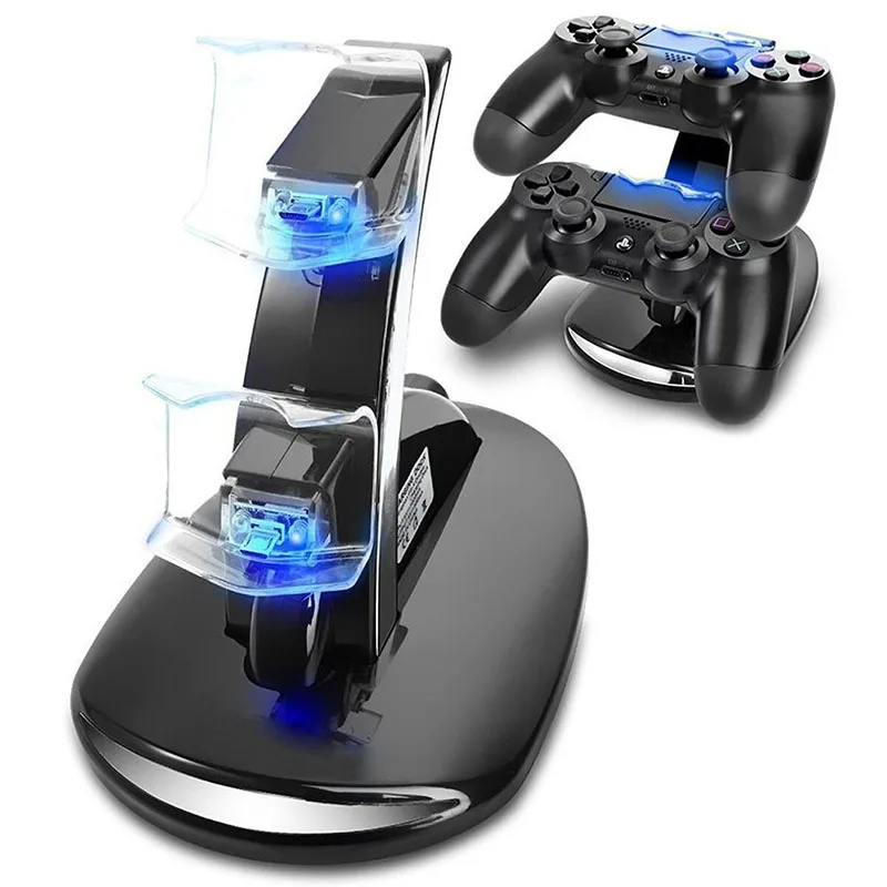 for PS4 Controller Charger Dual USB Fast Charging Station & LED
