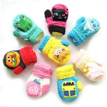 Детские перчатки унисекс с рисунком кролика, леденца, автомобиля, теплые зимние варежки