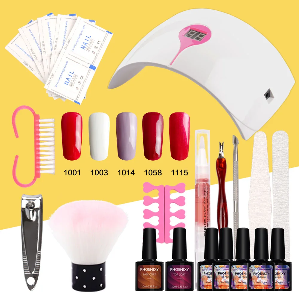 

Gel Nail Kit With Lamp For 36W LED Lamp 5Pcs 10ml Nail Polish Gel Varnish UV Gel Nail Art Kit Polish Set Tools For Manicure Kit