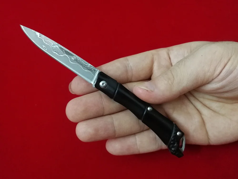 WHYEDC версия jonnyjamie UK ручка 1 Мини карманный нож складное лезвие VG10 Дамасская сталь с черным эбеновым деревом универсальный нож для повседневного использования s
