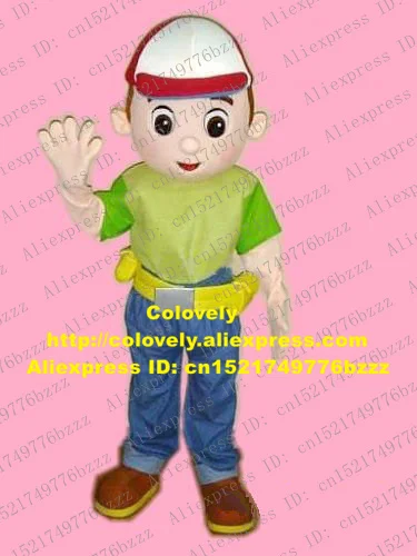 Carpenter Boy Spadger Lad Tools Handy Manny Mascot Costume Mascotte With Red White Hat Adult Fancy Dress No.116 Free Shipping |