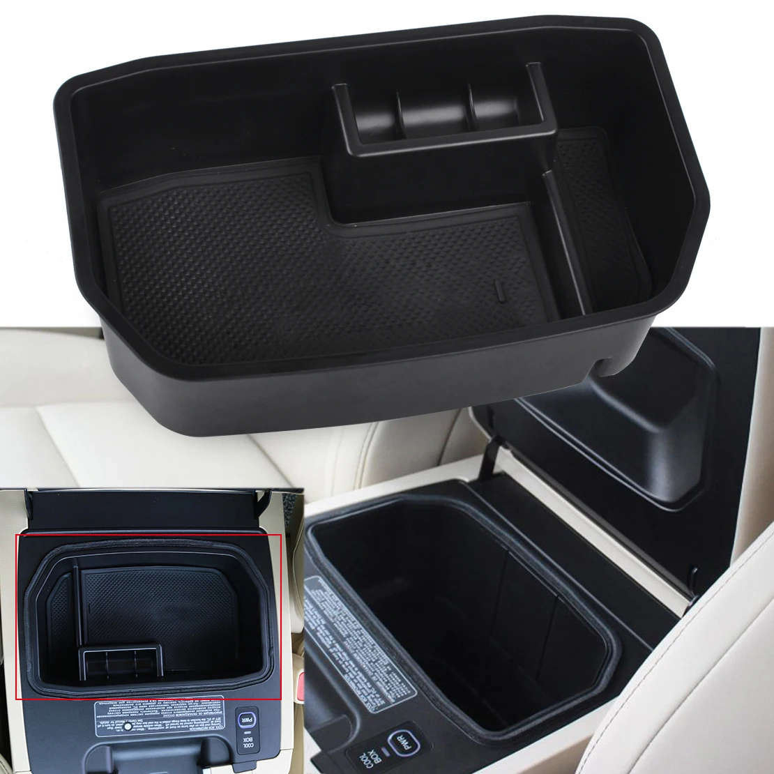 

CITALL ABS Armrest Secondary Storage Box Tray Container Organizer For Toyota Land Cruiser LC200 2008 - 2012 2013 2014 2015 2016