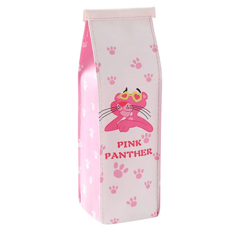 Креативный кожаный Забавный чехол для ручки с пантерой, розовая коробка с молоком, стильная ручка, сумка для карандашей, мешочек для карандашей для девушек, студентов, канцелярские принадлежности, подарки