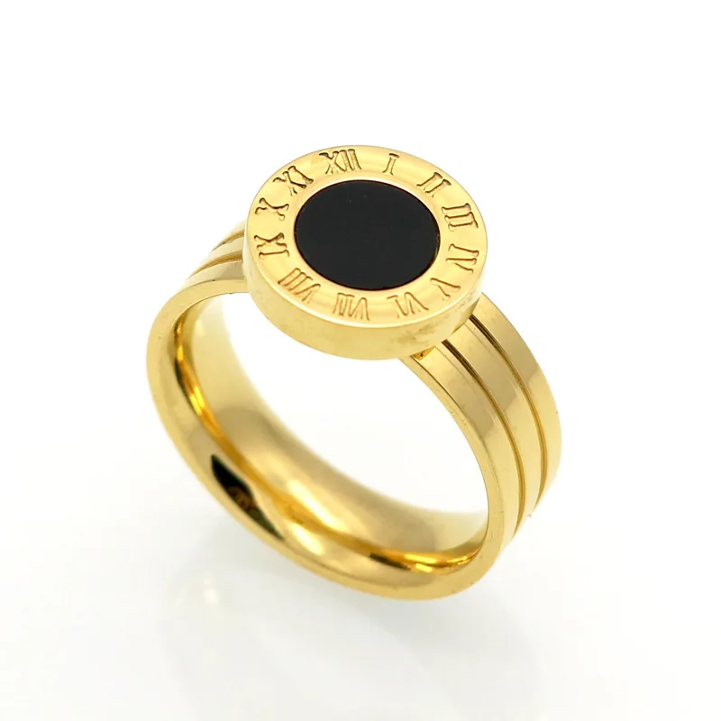 

Famous Brand Women Rings Plated Stainless Steel Ring For Women Roman Numeral Enamel Shells Luxury Jewelry Female Top Quality