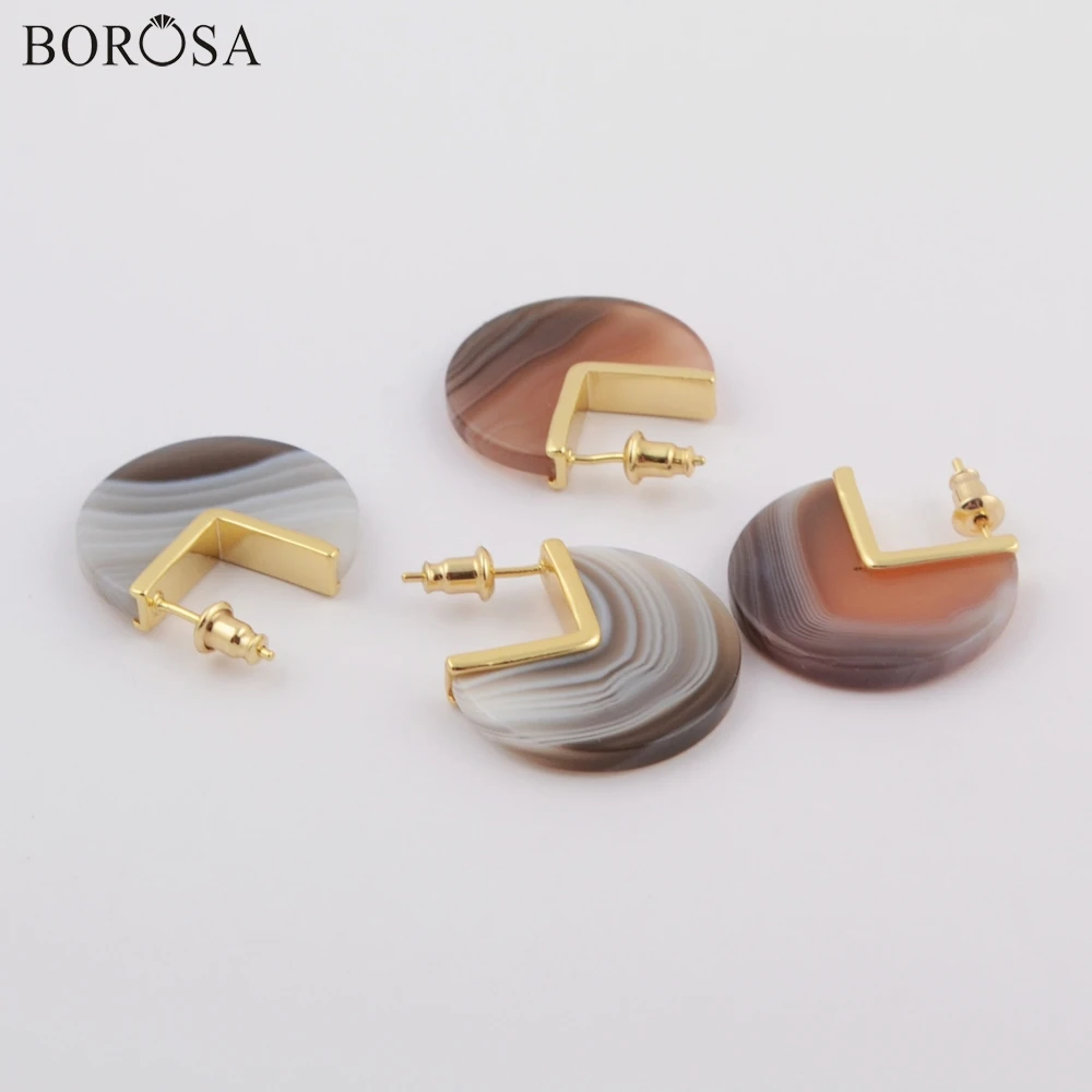 BOROSA ювелирных изделий, партия из 5 пар; Американская Спортивная куртка; Природный Оникс Агаты серьги-гвоздики в виде Персидского залива Агаты серьги дольками обувь по заводским ценам ювелирные изделия ZG0420
